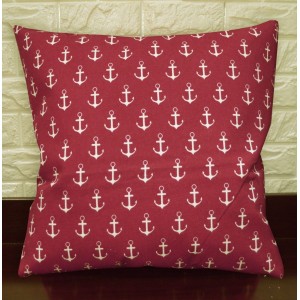 AL264a Pale Beige Dark Red Anchor Cotton Canvas Pillow/Cushion Cover Custom Size   322454907481